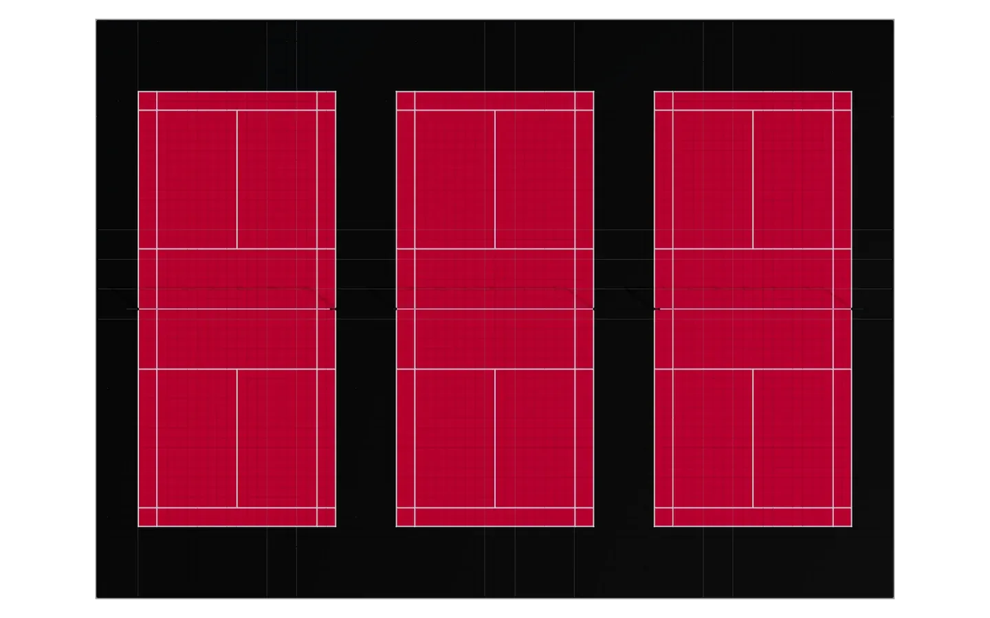 3 courts de badminton