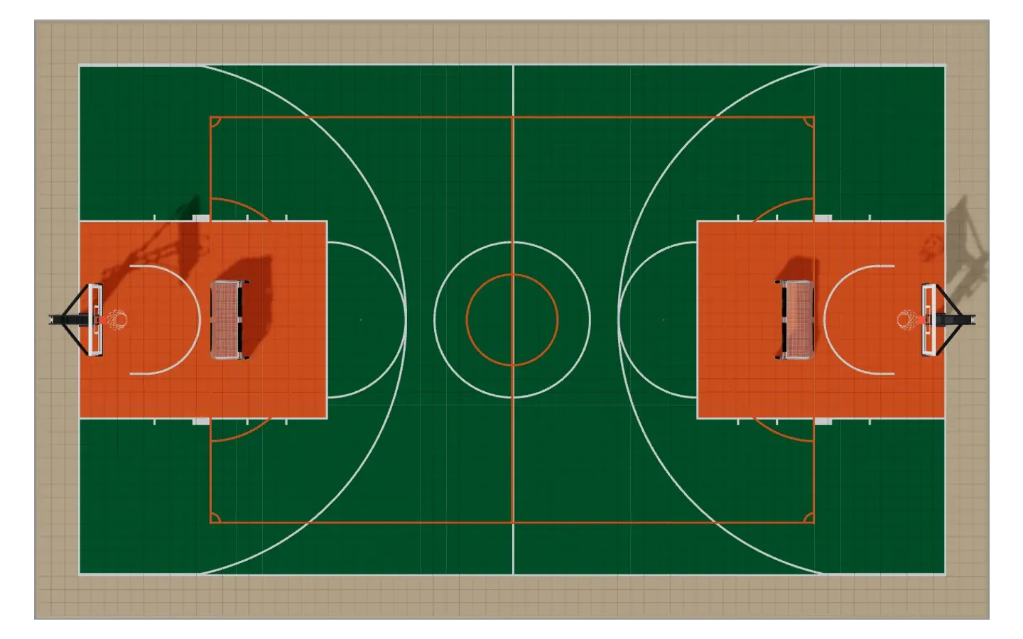Multisport basket + futsal 22 × 14 m