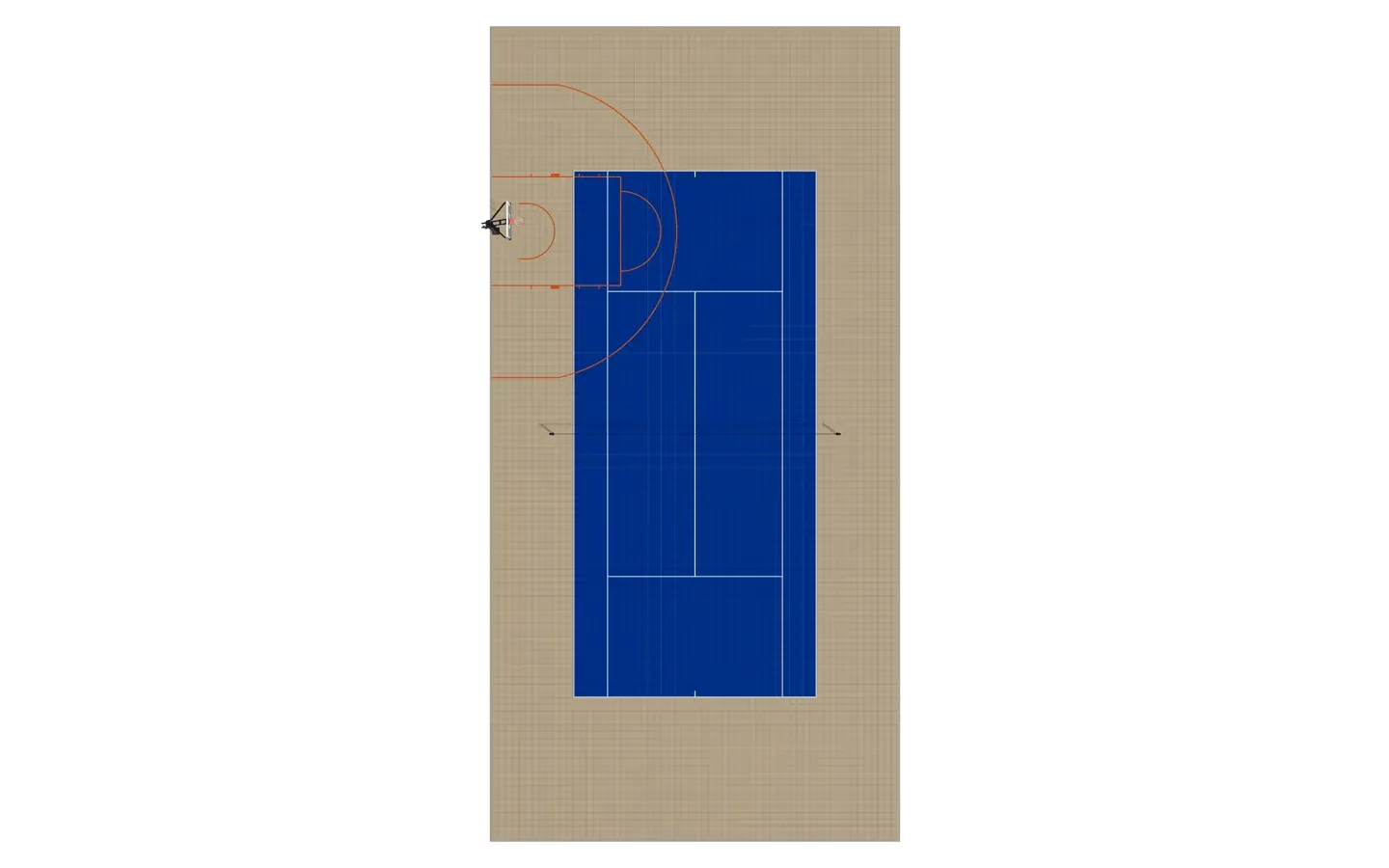 Tennis + basket 37 × 18 m